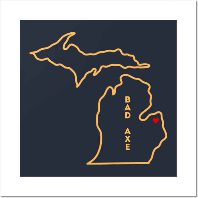 Bad Axe MI Love (Yellow) Wall Art by TorrezvilleTees